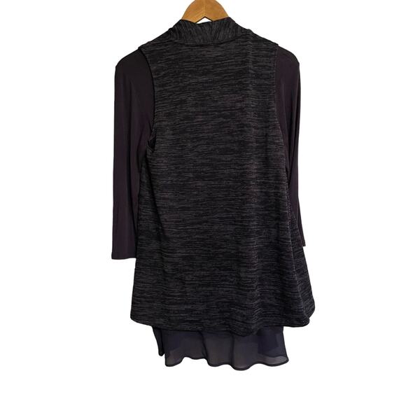 Logo by Lori Goldstein Top Cardigan Set Size XS Purple QVC Chiffon Hem - Picture 2 of 13